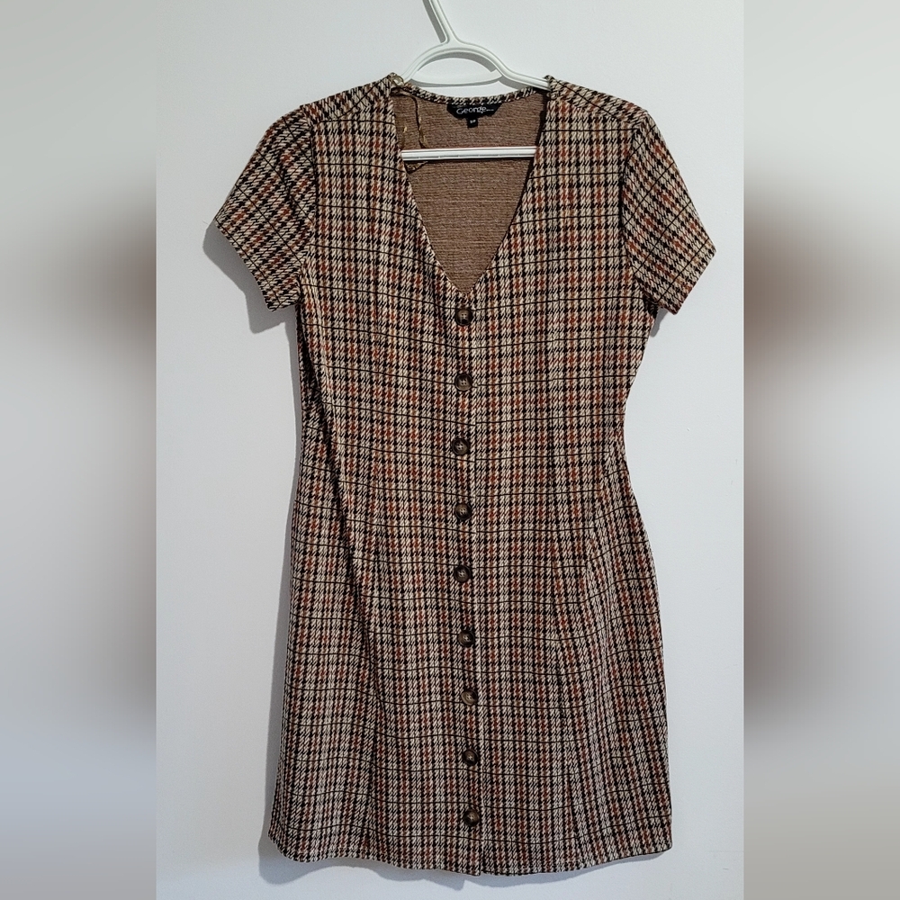 George Brown Tan Buttoned Sheath Dress